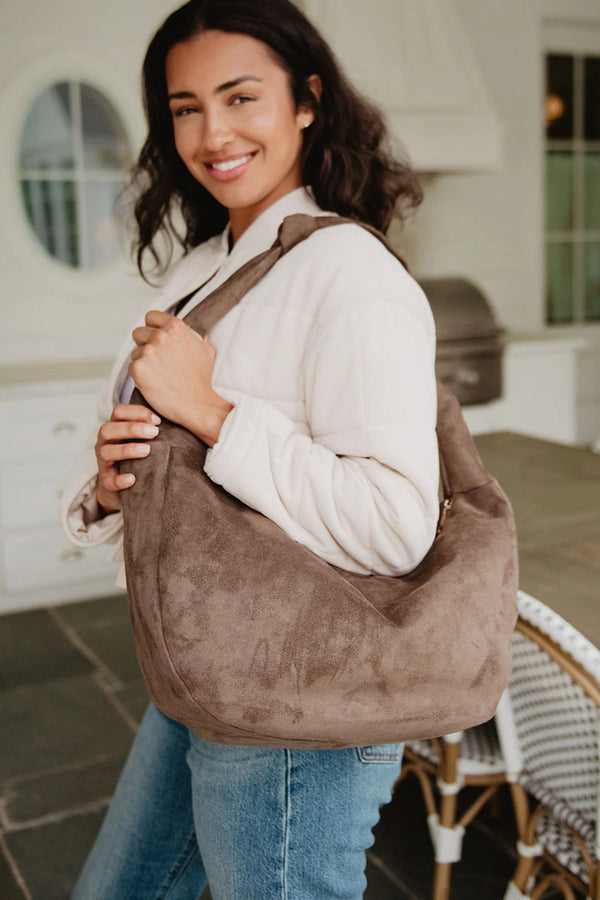 Coffee Brown Suede Tote Bag | Katydid Wholesale