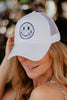 Light Blue Checkered Happy Face Wholesale Foam Hat