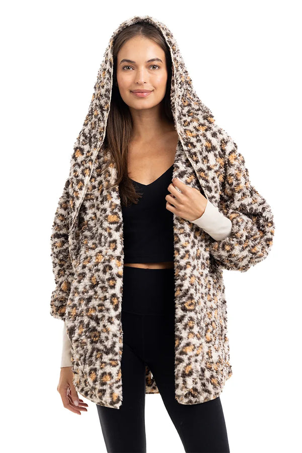 Leopard Lightweight Body Wraps with Hoodie and Pockets | Katydid
