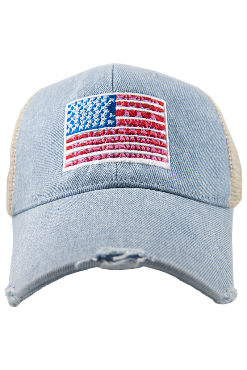 American Flag Trucker Wholesale Denim Hat American Flag Trucker Wholesale Denim Hat