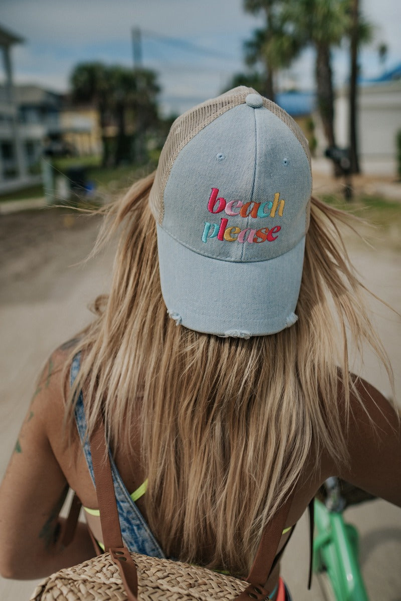 Beach Please (LOWERCASE) Wholesale Trucker Hat Beach Please (LOWERCASE) Wholesale Trucker Hat