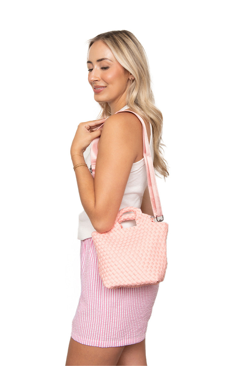 Light Pink Wholesale Woven Mini Bucket Bag Light Pink Wholesale Woven Mini Bucket Bag