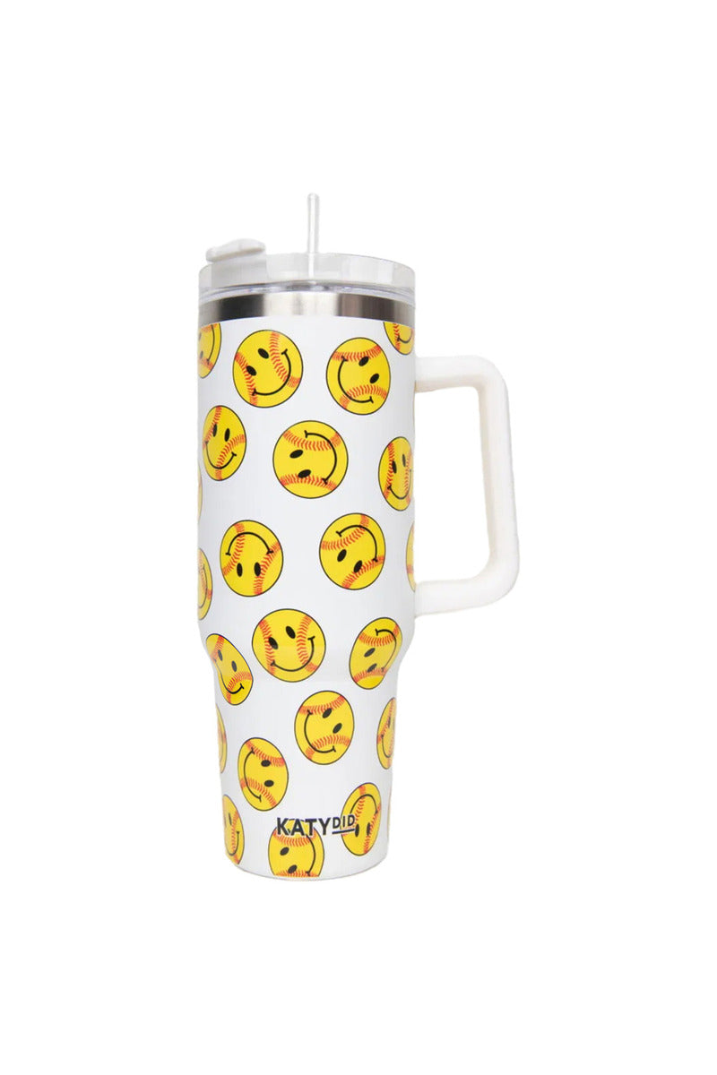 Softball Happy Face Wholesale 40 Oz Tumbler Cup Softball Happy Face Wholesale 40 Oz Tumbler Cup