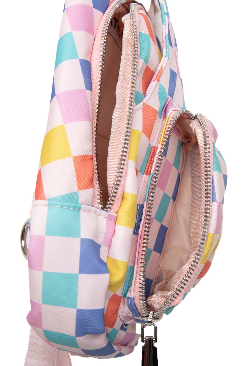 Multicolored Checkered Pattern Wholesale Sling Belt Bag Multicolored Checkered Pattern Wholesale Sling Belt Bag