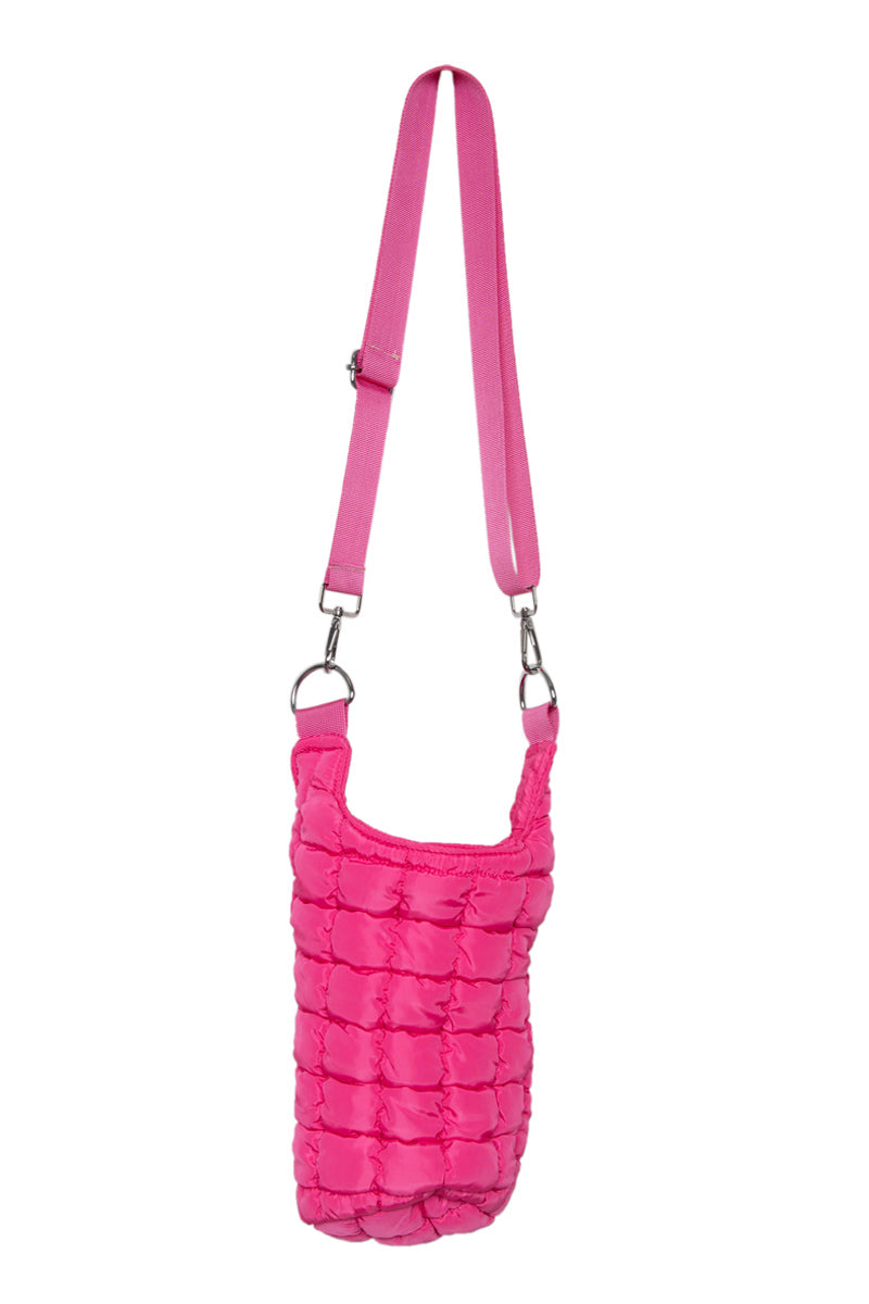 Hot Pink Quilted Water Bottle Carrier Bag Hot Pink Quilted Water Bottle Carrier Bag