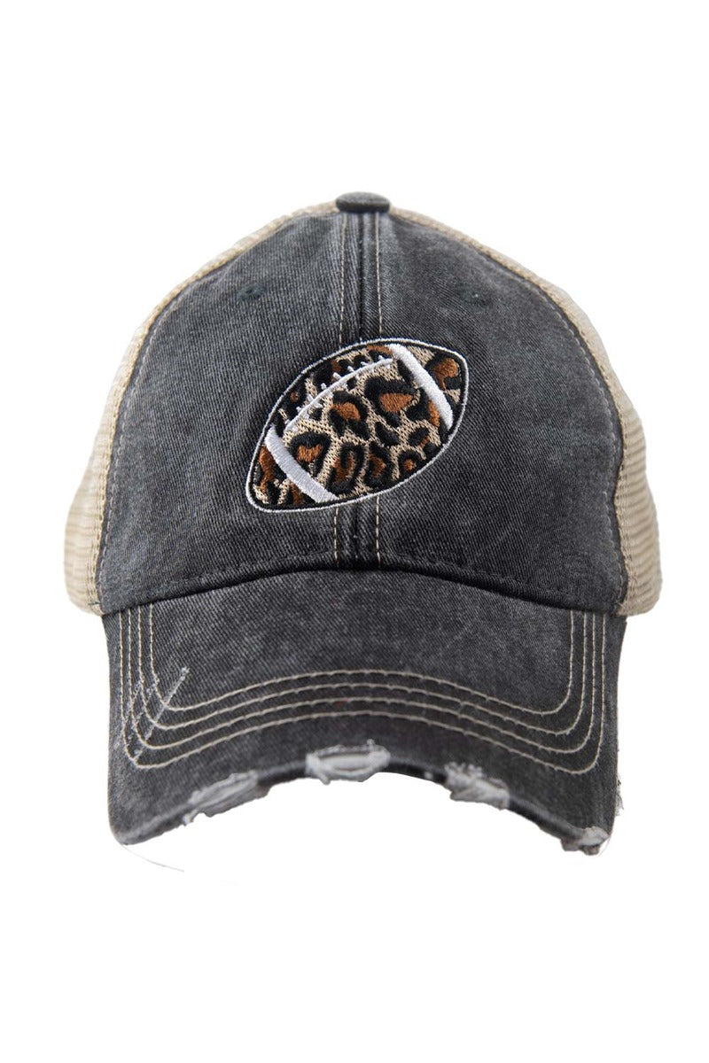 Leopard Print Football Wholesale Embroidered Trucker Hat Leopard Print Football Wholesale Embroidered Trucker Hat