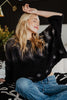 Black Slouchy Oversized Wholesale Lightweight Sweater