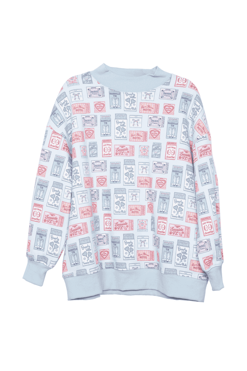 Traveling Matchbook Printed All Over Sweatshirt Traveling Matchbook Printed All Over Sweatshirt