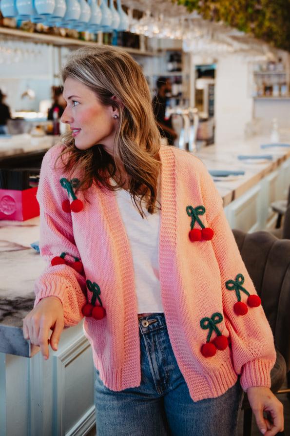 Cherry Long Sleeve Wholesale Sweater Cardigan Cherry Long Sleeve Wholesale Sweater Cardigan