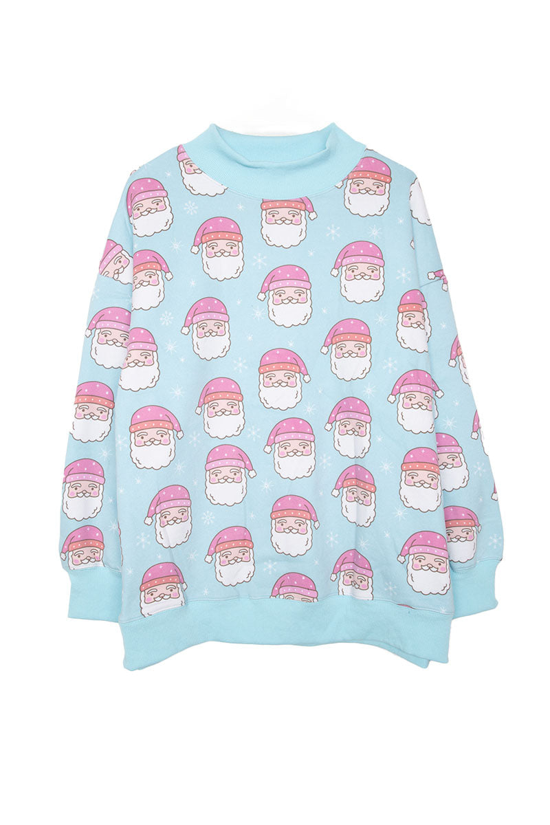 Pink Santa Faces All Over Sweatshirt Pink Santa Faces All Over Sweatshirt