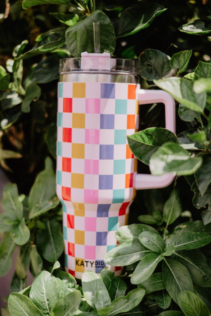 Multicolored Checkered Wholesale 40 Oz Coffee Tumbler Cup Multicolored Checkered Wholesale 40 Oz Coffee Tumbler Cup