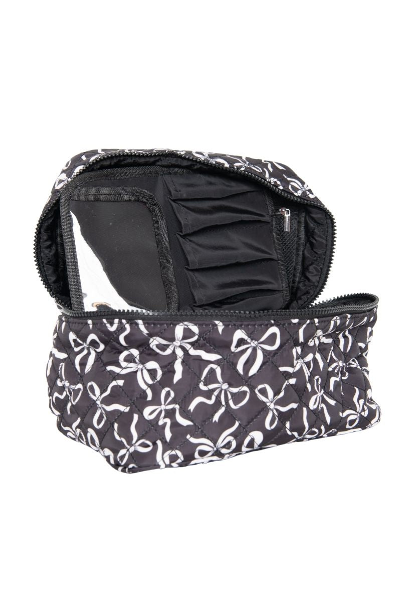Black & White Coquette Bows Quilted Cosmetic Bag Black & White Coquette Bows Quilted Cosmetic Bag