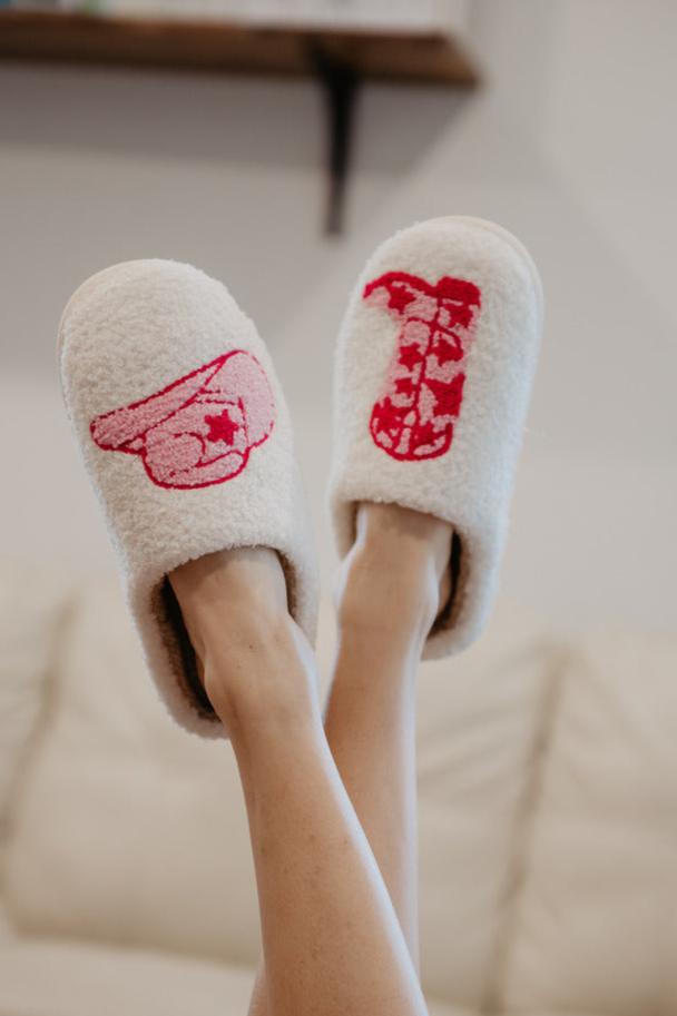 Boot and Cowgirl Hat Slippers Boot and Cowgirl Hat Slippers