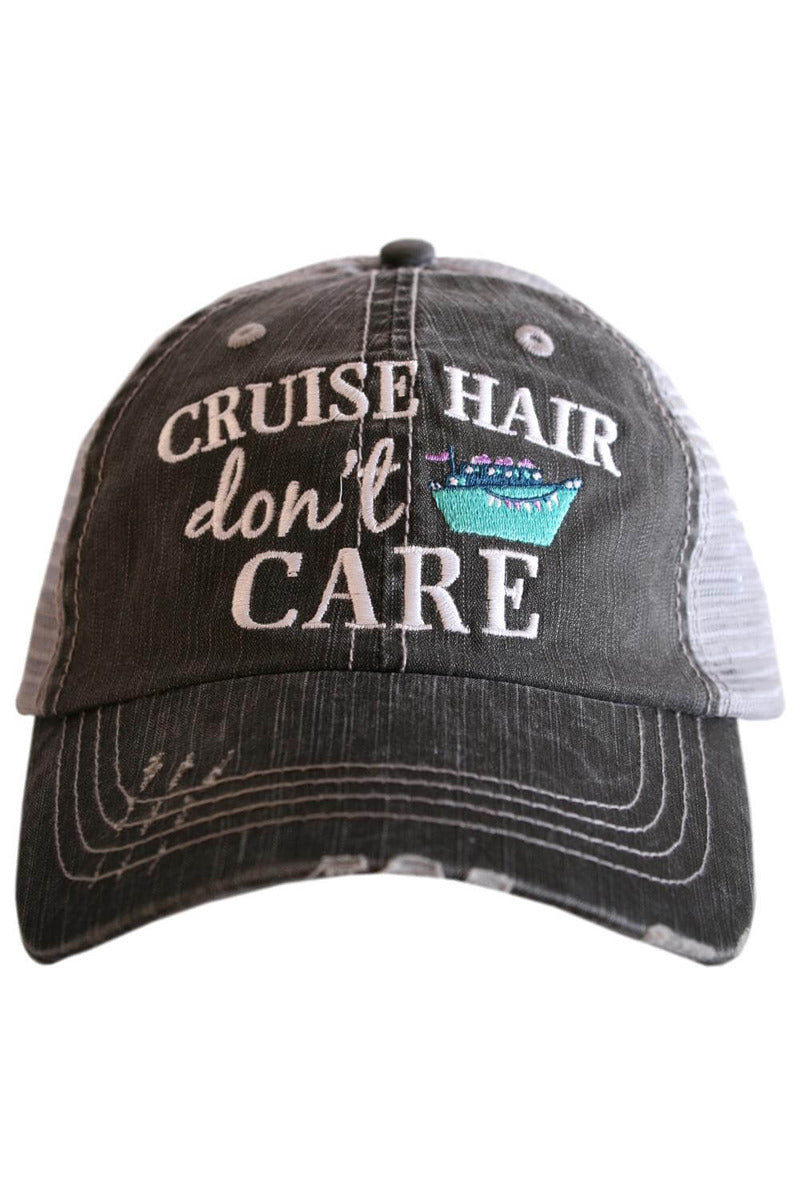 "Cruise Hair Don't Care" Wholesale Trucker Hats in Grey and Mint "Cruise Hair Don't Care" Wholesale Trucker Hats in Grey and Mint
