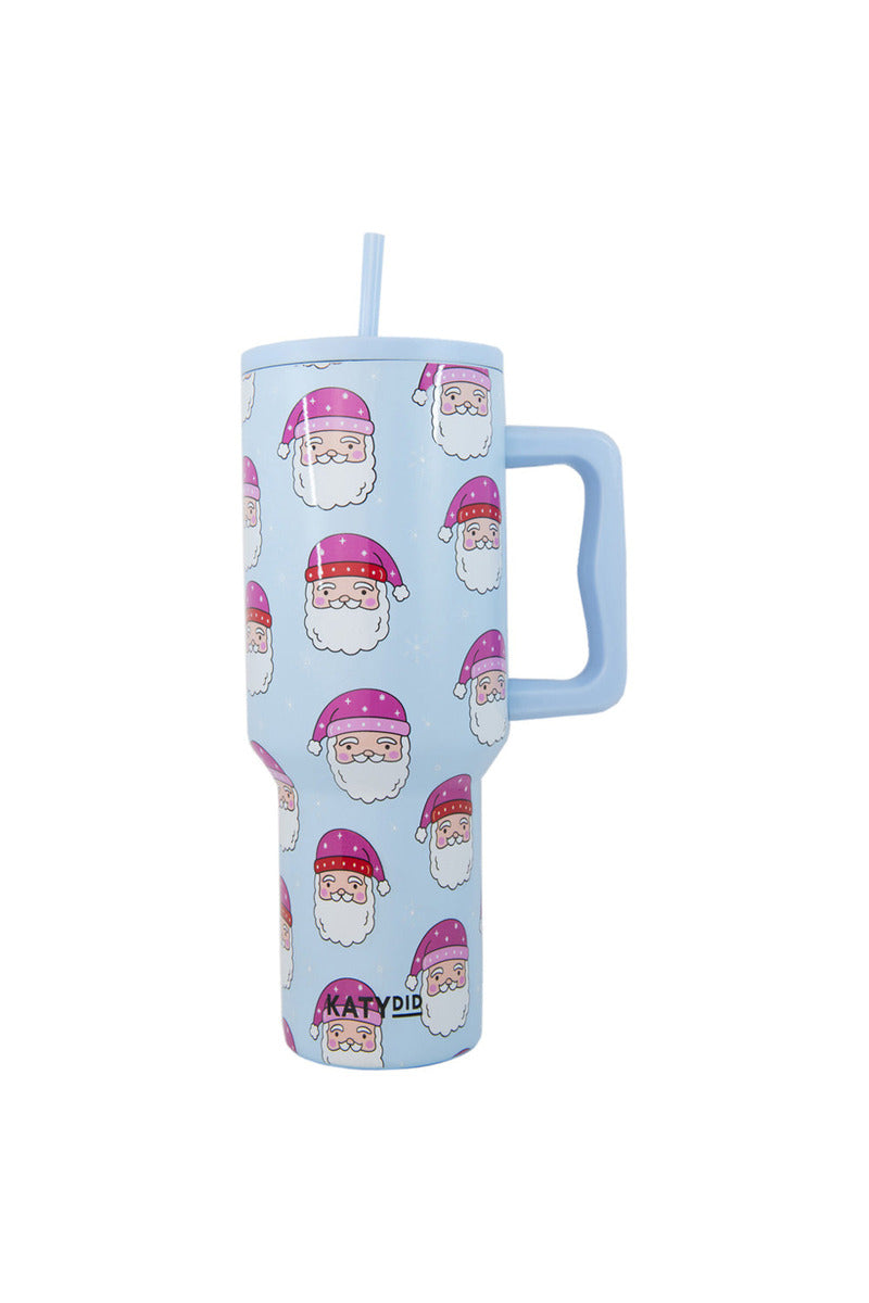 Pink Santa Hats Blue Wholesale Tumbler with Handle Pink Santa Hats Blue Wholesale Tumbler with Handle