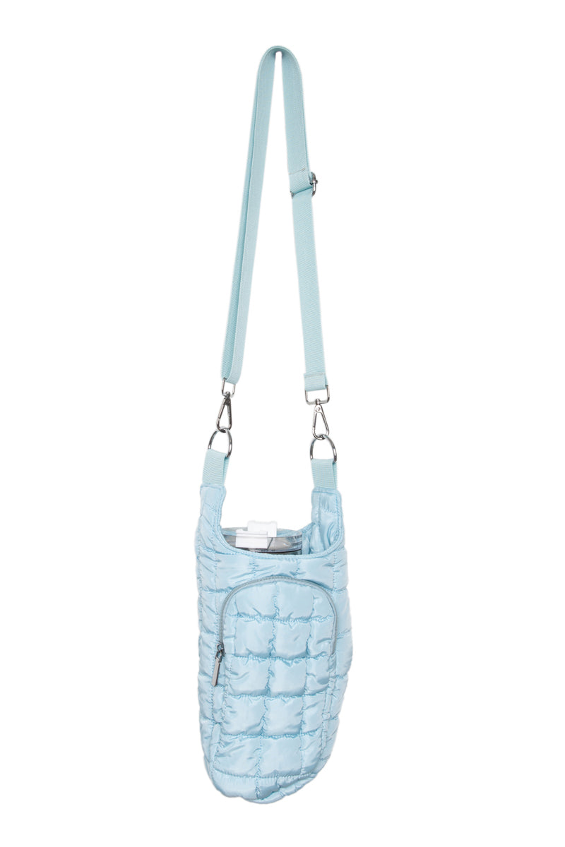 Light Blue Puffer Wholesale Water Bottle Sling Bag Light Blue Puffer Wholesale Water Bottle Sling Bag