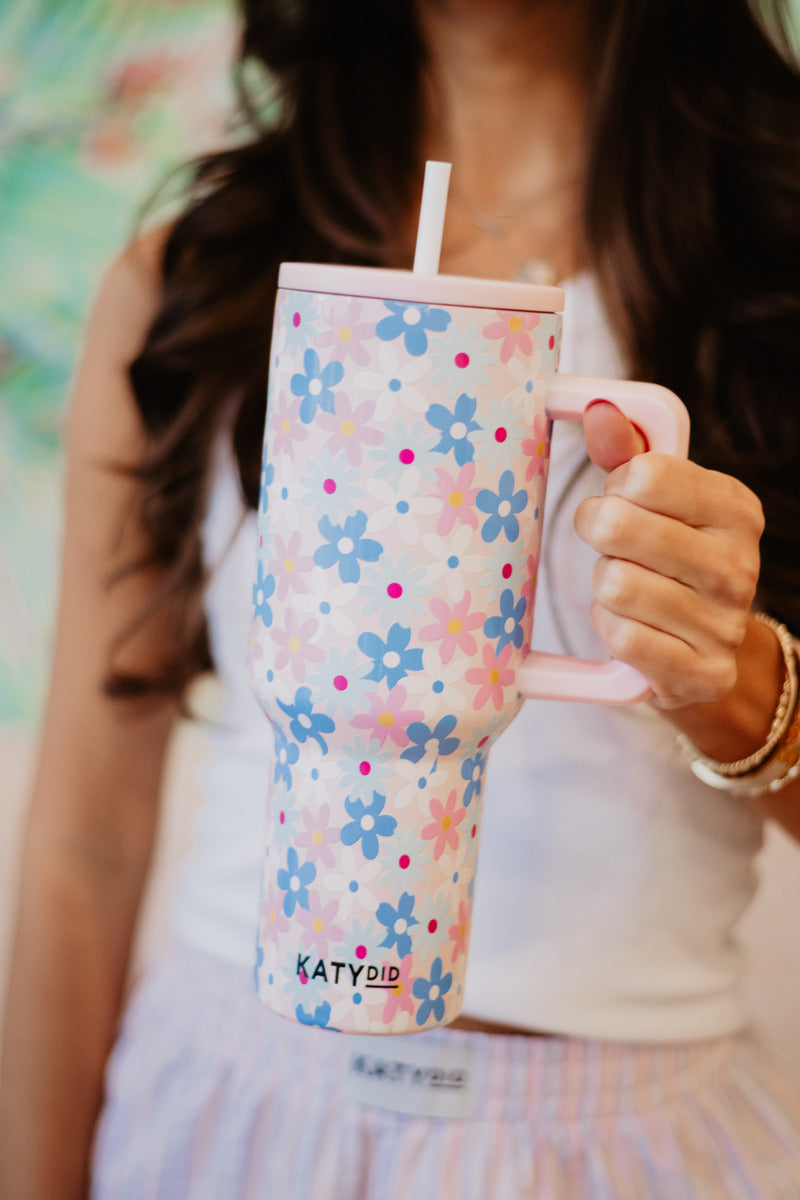 Dainty Florals Pink Wholesale 38 Oz Tumbler Cup Dainty Florals Pink Wholesale 38 Oz Tumbler Cup