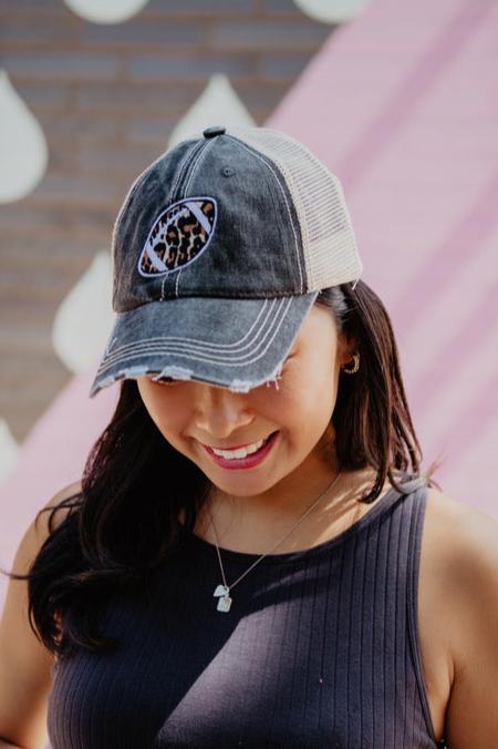 Leopard Print Football Wholesale Embroidered Trucker Hat Leopard Print Football Wholesale Embroidered Trucker Hat