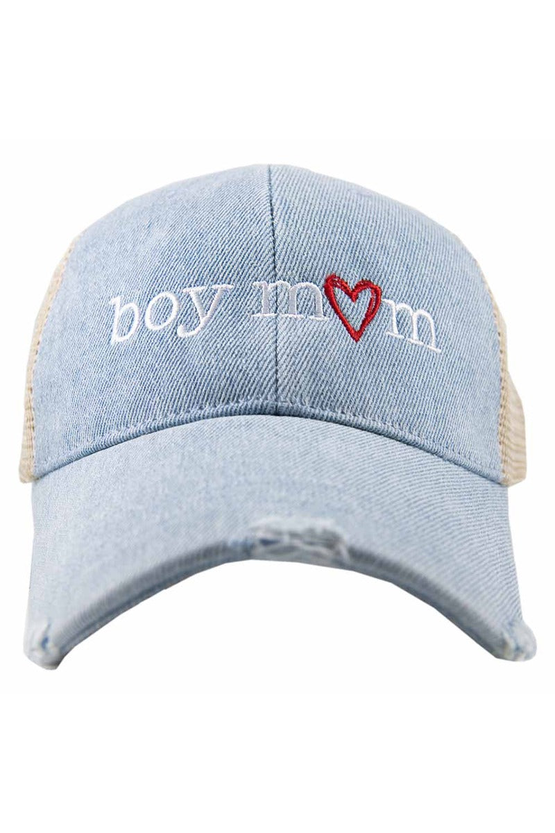 Boy Mom (Red Heart) Denim Wholesale Trucker Hat Boy Mom (Red Heart) Denim Wholesale Trucker Hat