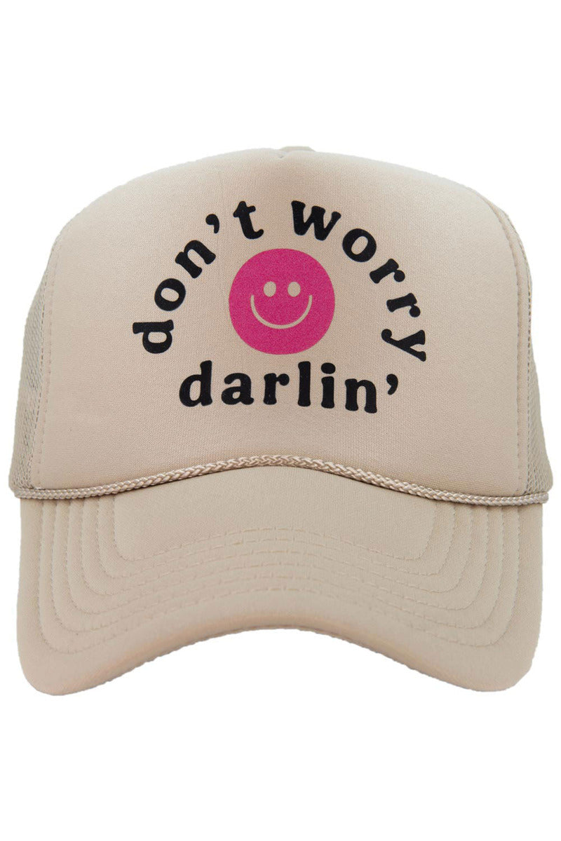 Don't Worry Darlin' Happy Face Wholesale Foam Trucker Hat Don't Worry Darlin' Happy Face Wholesale Foam Trucker Hat