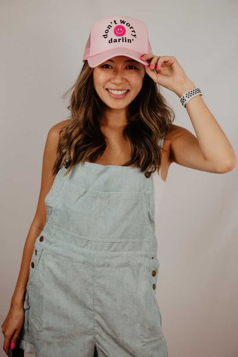 Don't Worry Darlin' Happy Face Wholesale Foam Trucker Hat Don't Worry Darlin' Happy Face Wholesale Foam Trucker Hat