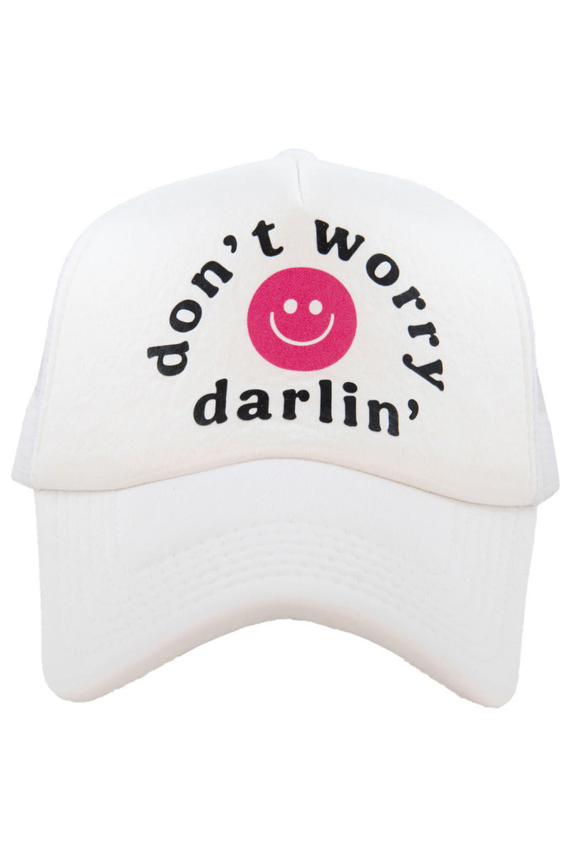 Don't Worry Darlin' Happy Face Wholesale Foam Trucker Hat Don't Worry Darlin' Happy Face Wholesale Foam Trucker Hat
