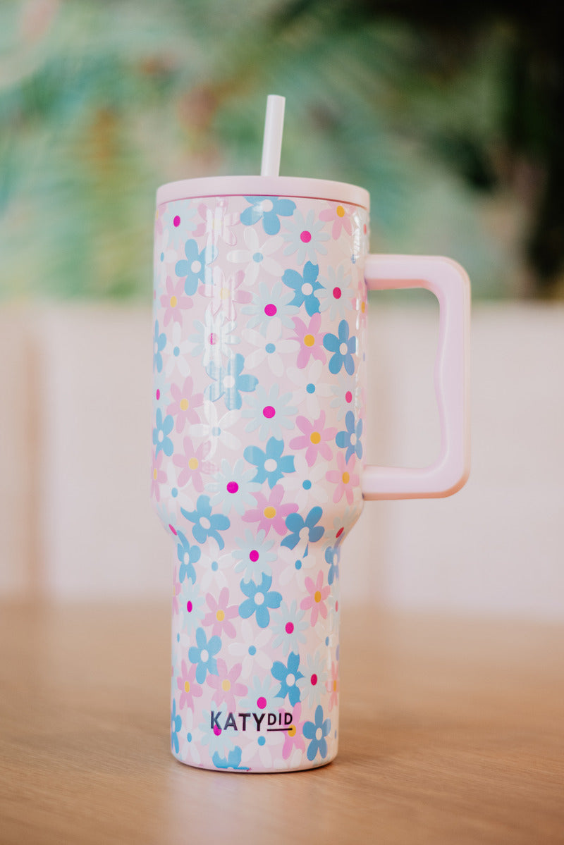Dainty Florals Pink Wholesale 38 Oz Tumbler Cup Dainty Florals Pink Wholesale 38 Oz Tumbler Cup