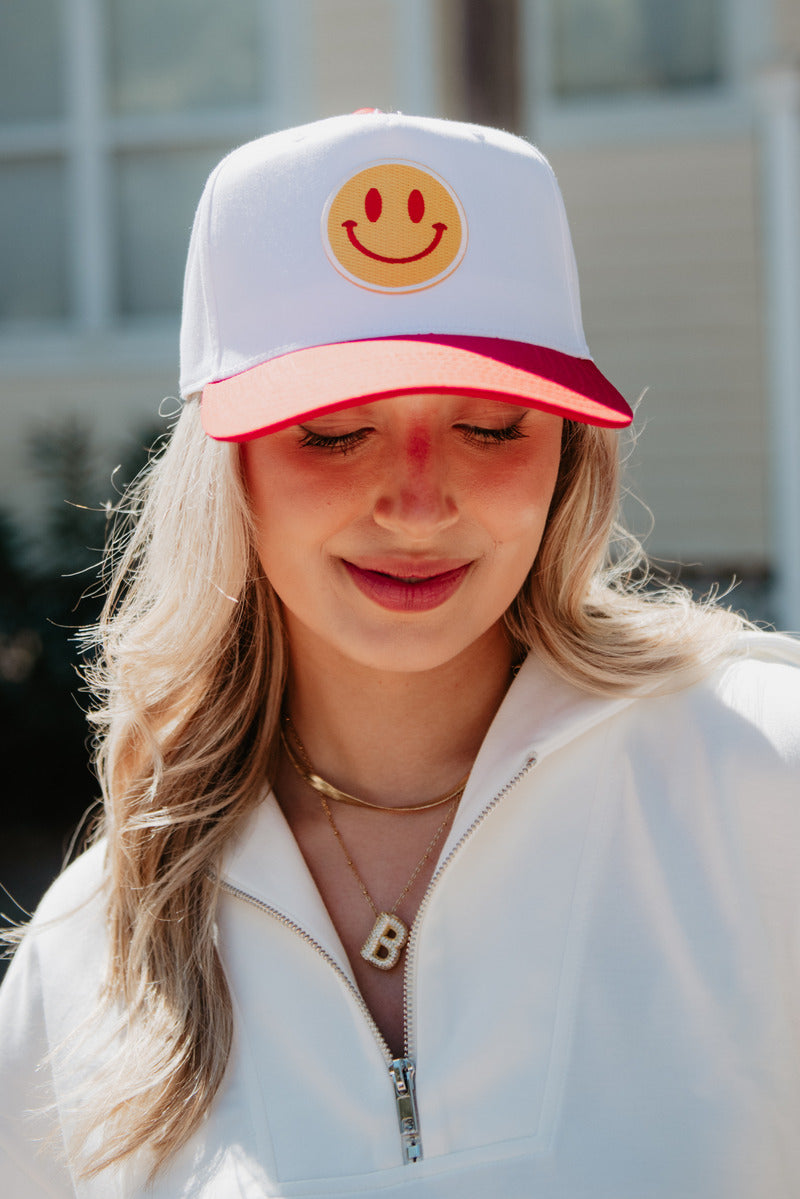 Red/Yellow Happy Face Wholesale Two-Toned Vintage Hat Red/Yellow Happy Face Wholesale Two-Toned Vintage Hat