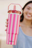 Pink and Hot Pink Striped 30 Oz Wholesale Tumbler