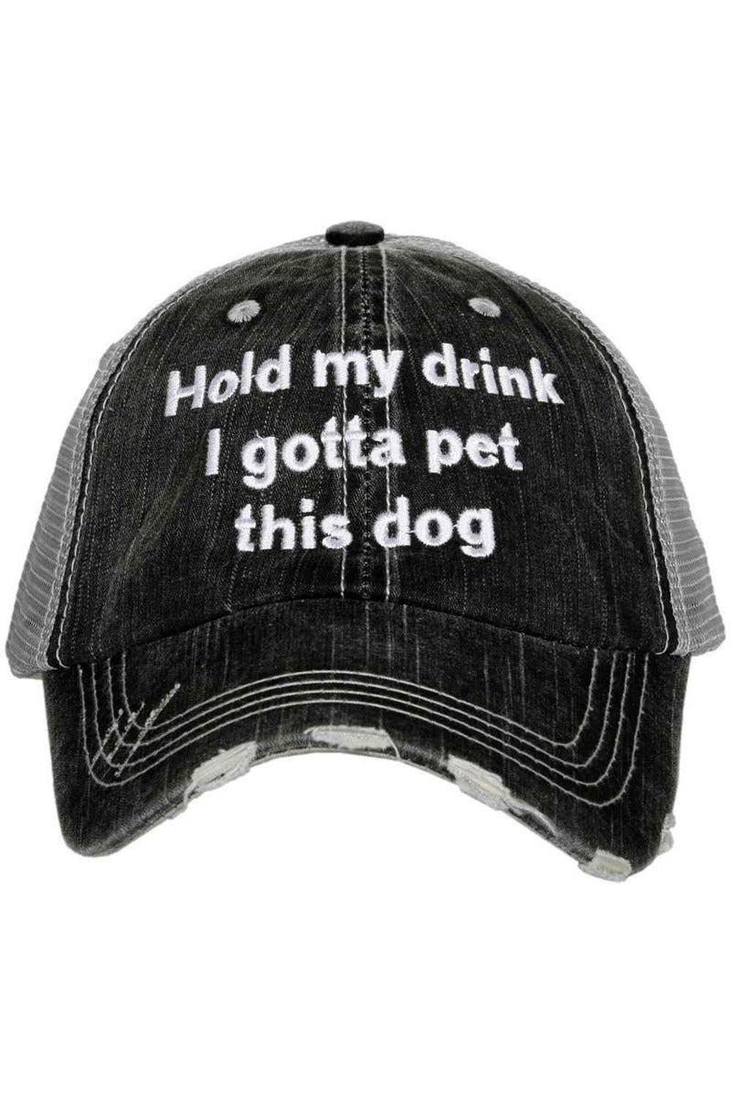 Hold My Drink I Gotta Pet This Dog Black Wholesale Trucker Hat Hold My Drink I Gotta Pet This Dog Black Wholesale Trucker Hat