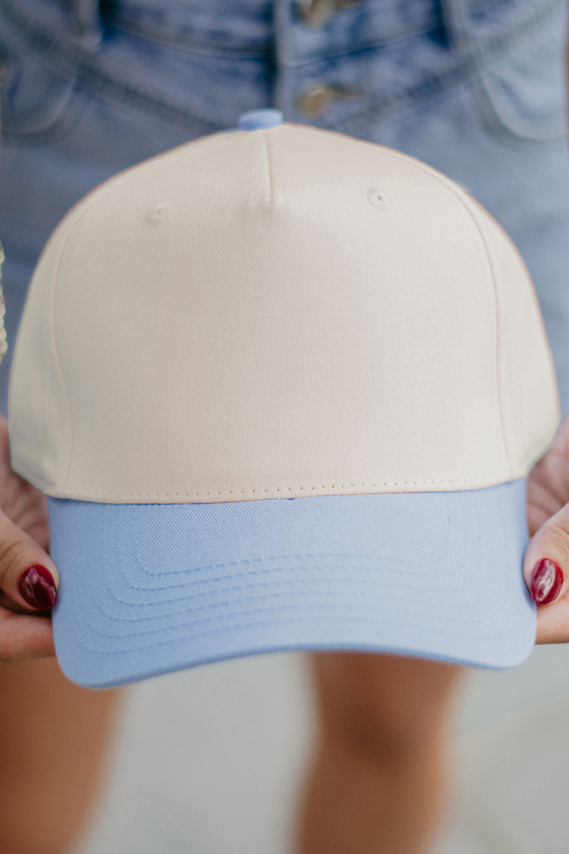 Light Blue and Tan Wholesale Two-Toned Vintage Hat Light Blue and Tan Wholesale Two-Toned Vintage Hat