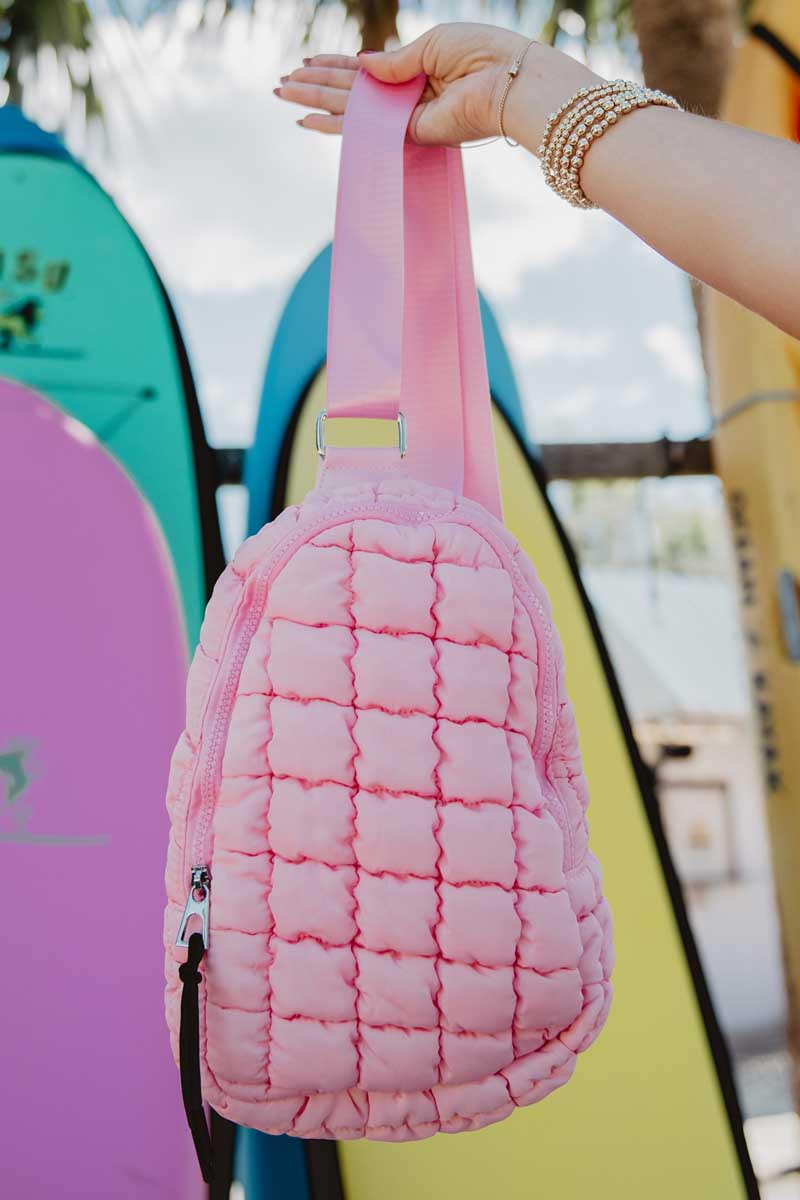 Light Pink Wholesale Quilted Sling Crossbody Bag Light Pink Wholesale Quilted Sling Crossbody Bag