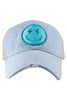 Turquoise Lightning Happy Face Denim Wholesale Trucker Hat
