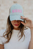MAMA (Pink and White) Wholesale Denim Trucker Hat