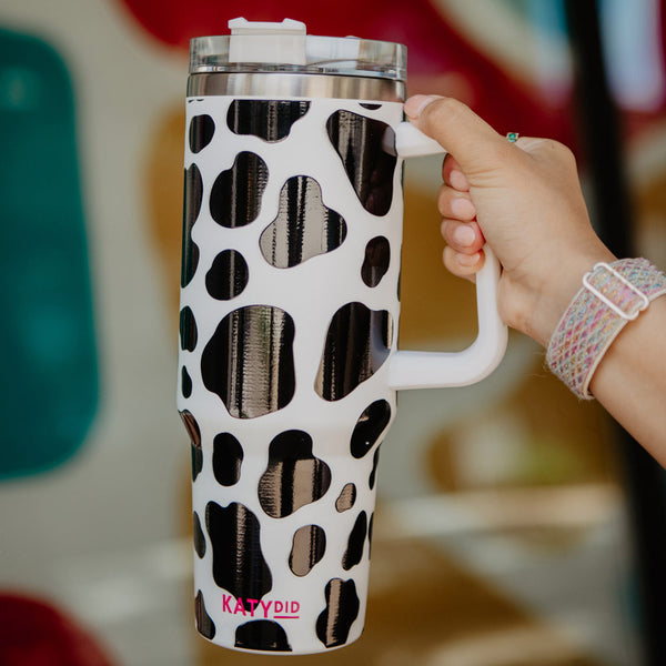 Cow Print Tumbler, 40 Oz Tumbler with Handle and