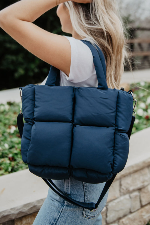 Blue Navy Puffer Bag Mini Backpack Purse Womens Fashion Accessory Statement Blue Navy Puffer Bag Mini Backpack Purse Womens Fashion  main image 4