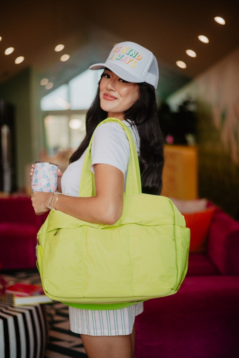 Lime Yellow Wholesale Duffle Bag w/ Pass-Thru Slip Lime Yellow Wholesale Duffle Bag w/ Pass-Thru Slip