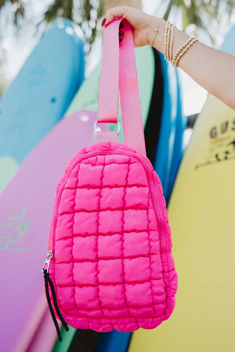 Hot Pink Wholesale Quilted Sling Bag Hot Pink Wholesale Quilted Sling Bag