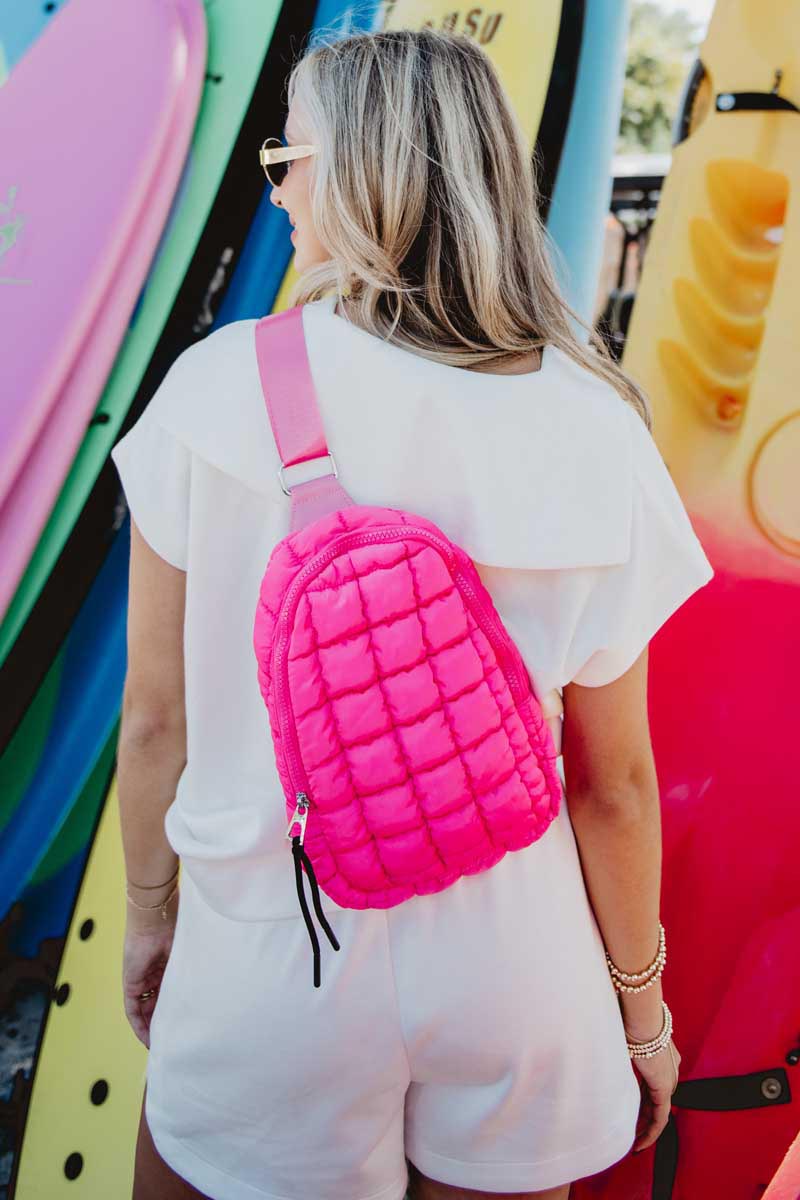Hot Pink Wholesale Quilted Sling Bag Hot Pink Wholesale Quilted Sling Bag