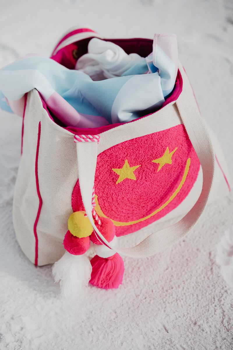 Hot Pink Star Eye Happy Face Wholesale Canvas Tote Bag Hot Pink Star Eye Happy Face Wholesale Canvas Tote Bag