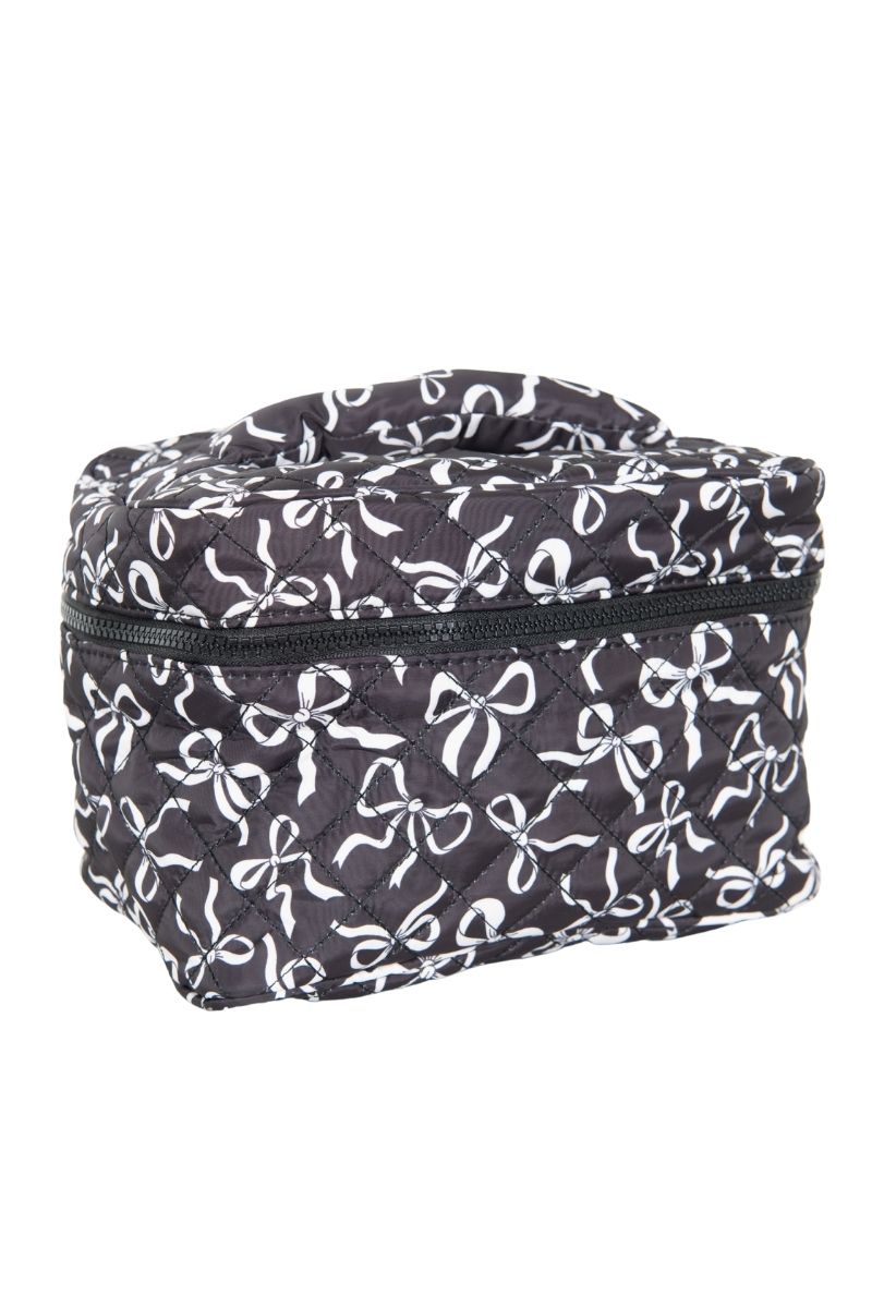 Black & White Coquette Bows Quilted Cosmetic Bag Black & White Coquette Bows Quilted Cosmetic Bag