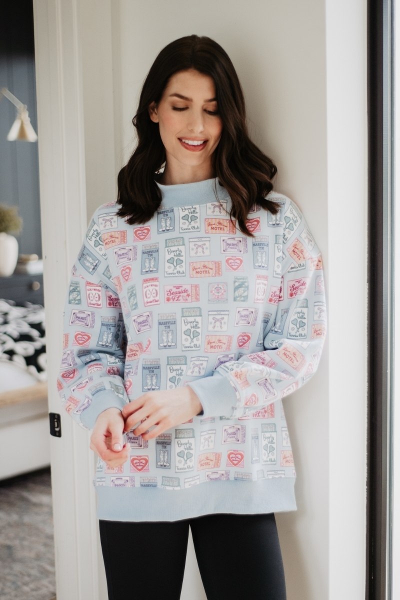 Traveling Matchbook Printed All Over Sweatshirt Traveling Matchbook Printed All Over Sweatshirt