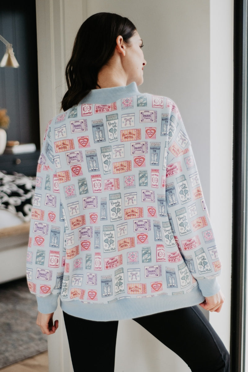 Traveling Matchbook Printed All Over Sweatshirt Traveling Matchbook Printed All Over Sweatshirt