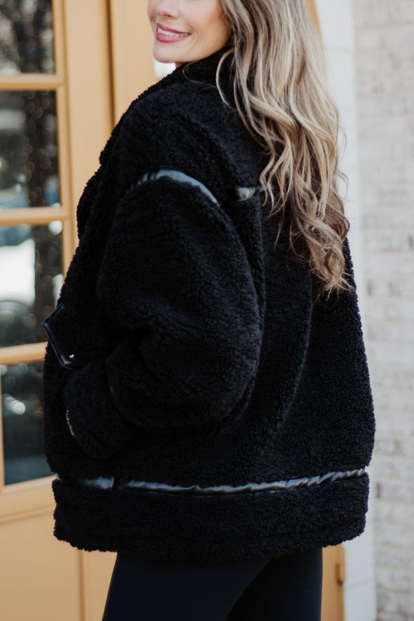 Black Sherpa Wholesale Jacket | Women's Wholesale Outerwear | Katydid