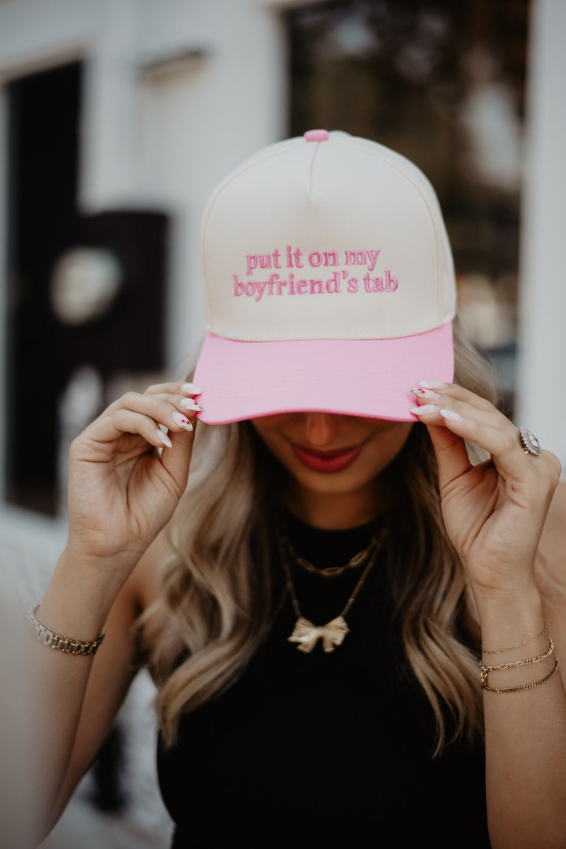 Put It On My Boyfriend's Tab Wholesale Two-Toned Vintage Hat Put It On My Boyfriend's Tab Wholesale Two-Toned Vintage Hat