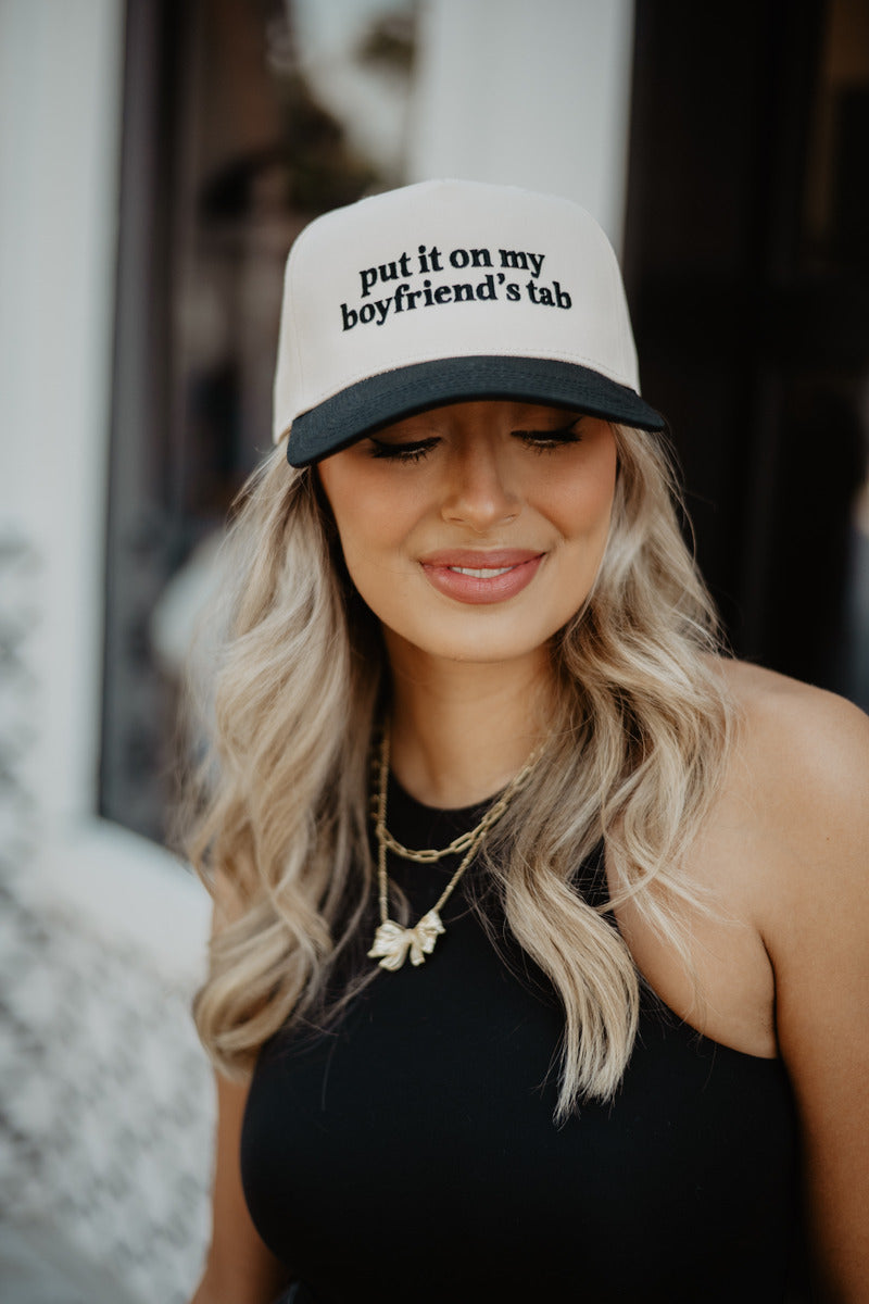 Put It On My Boyfriend's Tab Wholesale Two-Toned Vintage Hat Put It On My Boyfriend's Tab Wholesale Two-Toned Vintage Hat