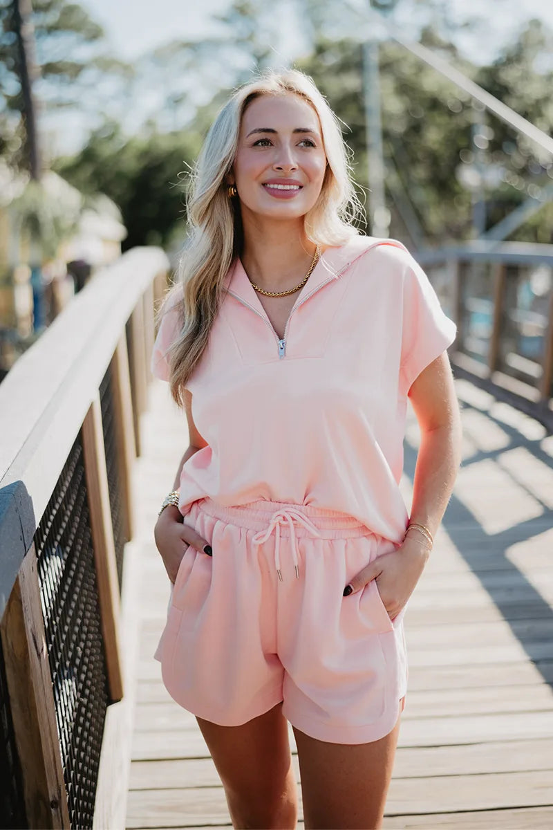 Peach Wholesale Scuba Pullover Set