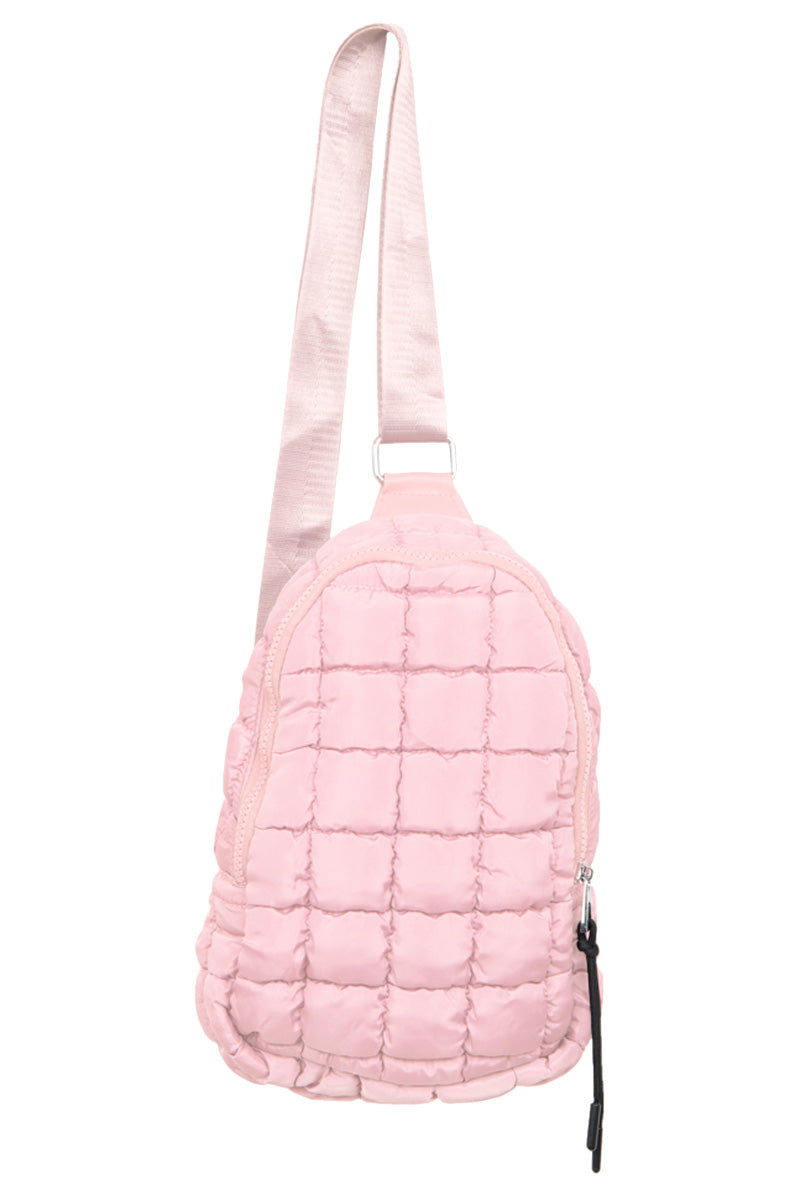 Light Pink Wholesale Quilted Sling Crossbody Bag Light Pink Wholesale Quilted Sling Crossbody Bag