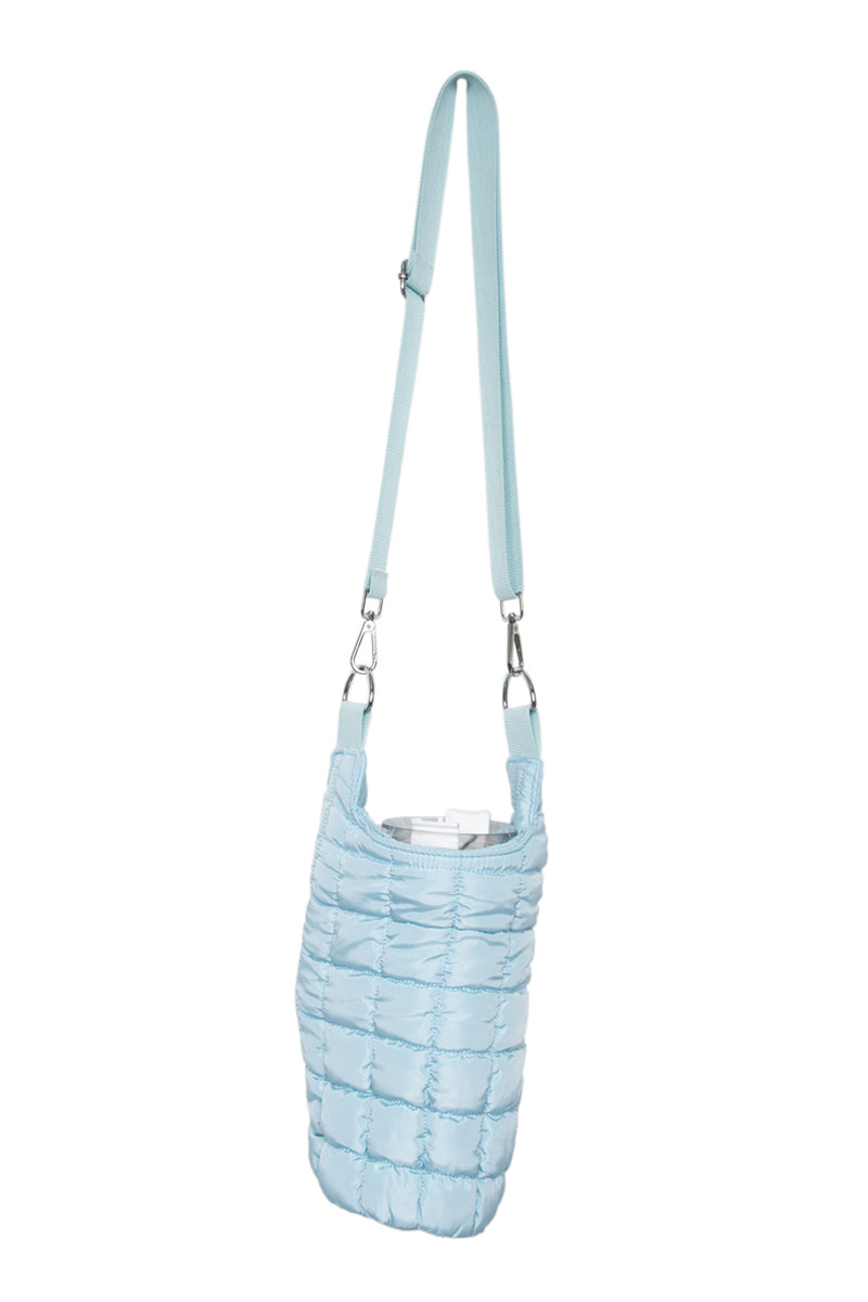 Light Blue Puffer Wholesale Water Bottle Sling Bag Light Blue Puffer Wholesale Water Bottle Sling Bag
