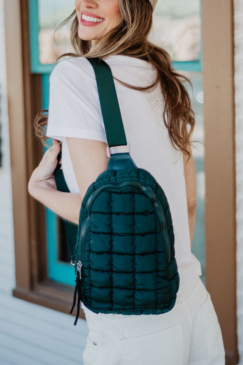 Forest Green Wholesale Crossbody Quilted Sling Bag Forest Green Wholesale Crossbody Quilted Sling Bag